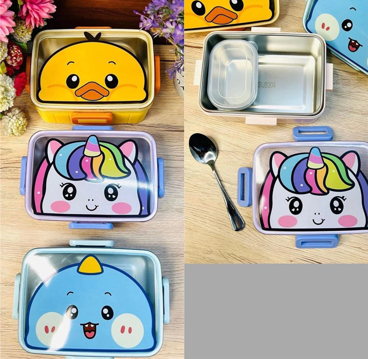 SPOTHUNT 2 Compartment Leak Proof Insulated Stainless Steel Insulated Lunch/Tiffin Boxes with Removable Inner Plate for Women Men Office, Tiffin Box, Lunch Box (Blue)