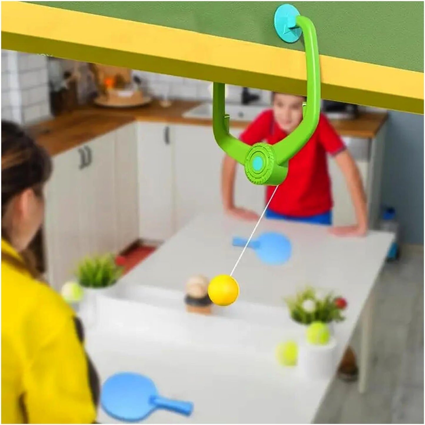 Hanging Table Tennis Self Training Indoor Gaming 2 Racket & 3 Practice Ball Portable - Double Sparring Hanging Toys Parent Child Interaction Indoor Toys for Kids