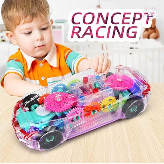 Concept Musical and 3D Lights Kids Transparent Car, Toy for 2-5 Year Kids Baby Toy (Battery Included)