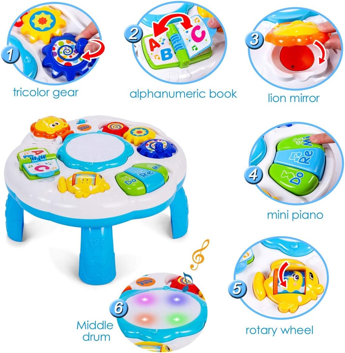 Spot Hunt Baby Activity Table Baby Musical Learning Toy 6 to 12-18 Months Old Boy Girls Activity Center for Toddlers 1-3 Year Olds.Size 12.2 x 12.2 x 7.3 Inches