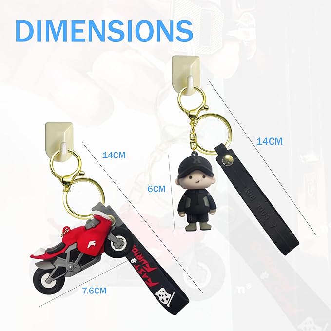 Racing Bike Rubber Key Rings/Keychain - Kawaii Keychain, 3D Rubber Key Chain, Stylish Design Cartoon Silicone Keyrings for Home, Office, Car Key Rings, Best Gift Keychains - Multicolor