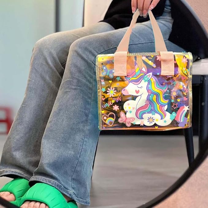 Spot Hunt Tote Bags for Girls Holographic Semi Transparent Bag for Kids, Handbag for Kids, Handbag for Women, Holographic Handbag, Transparent Bag, Shoulder Bag for Kids