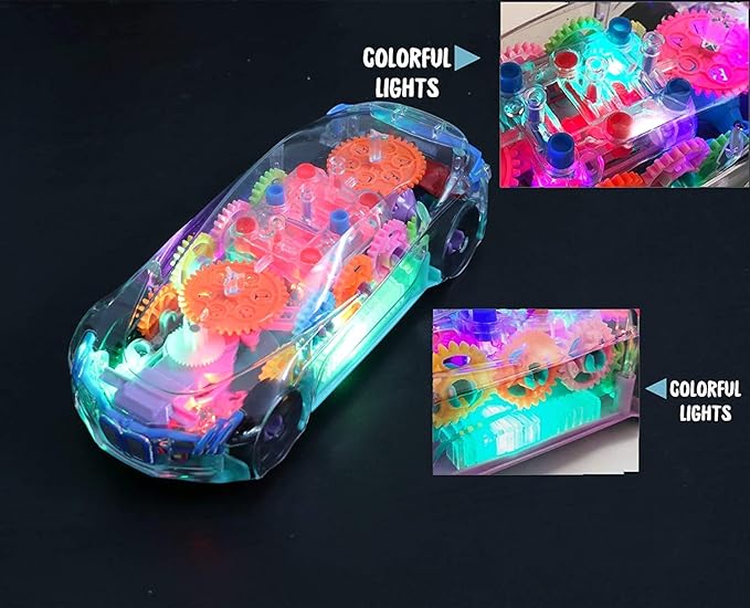 Concept Musical and 3D Lights Kids Transparent Car, Toy for 2-5 Year Kids Baby Toy (Battery Included)