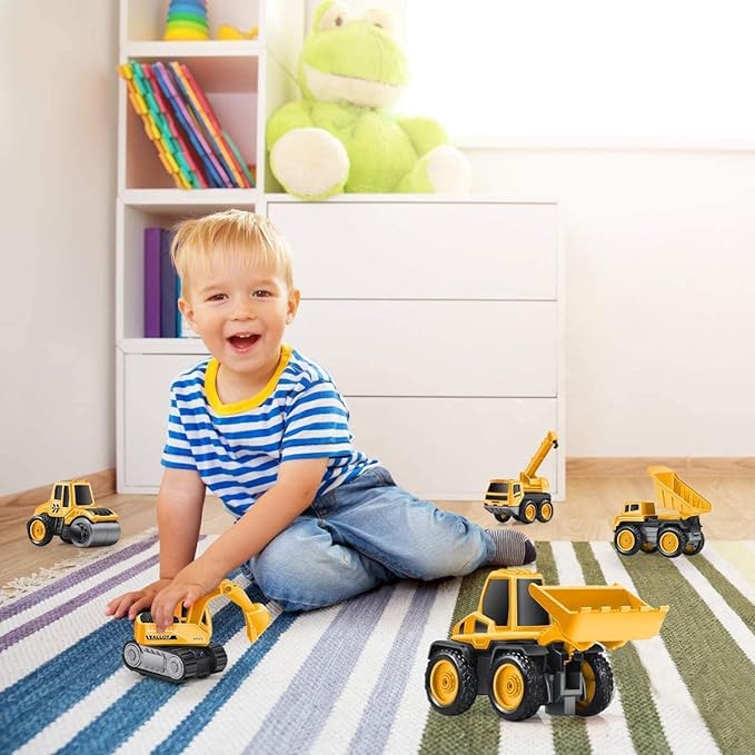 6Pc Construction Vehicles for Kids Pretend Play Toy Trucks Play Set Building Vehicles Set for Kids 3-14 Years. (6 in 1 Construction),Multicolor