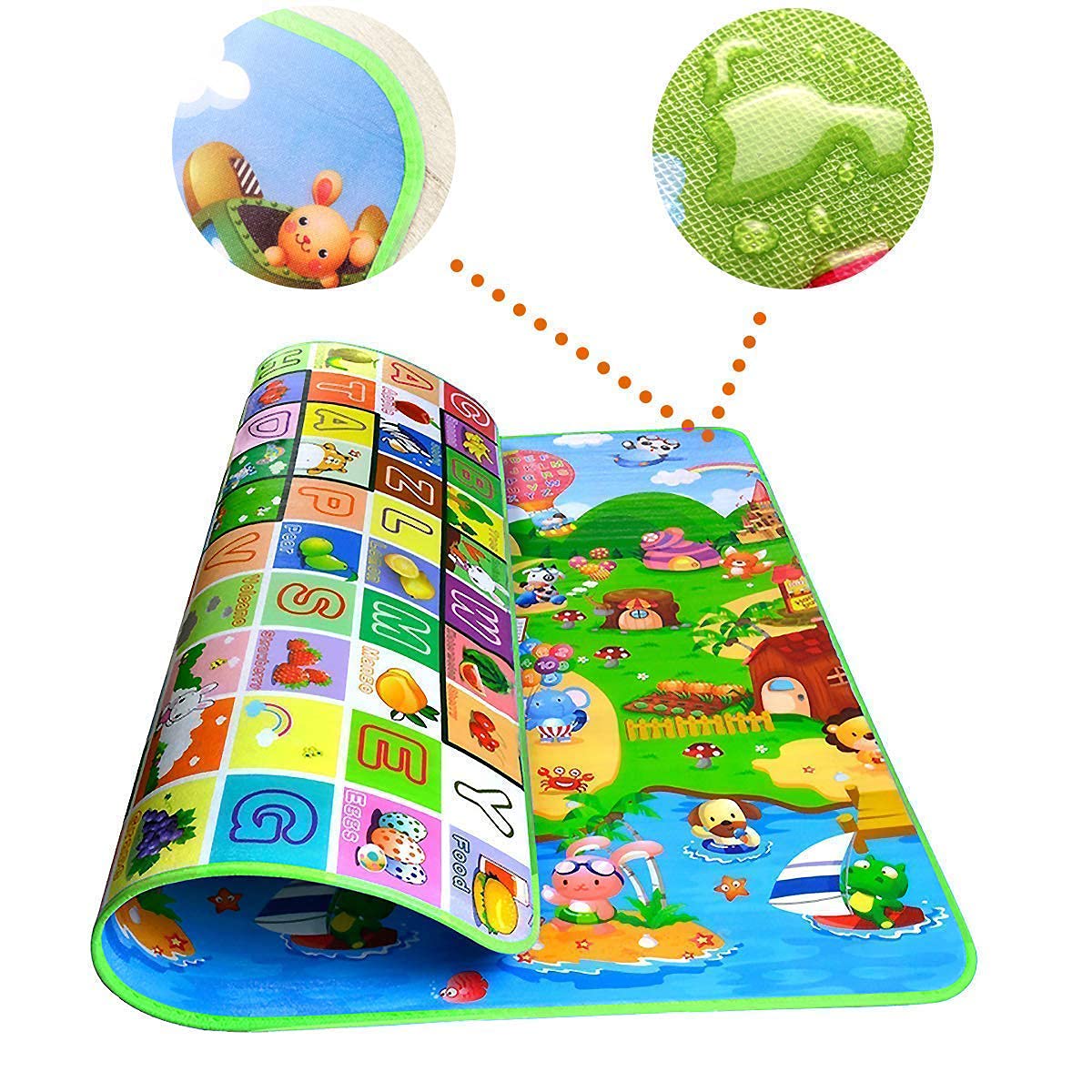 Baby Play Mat , Baby Crawling Play Mat Floor Play Mat Game Mat Baby Kid Toddler Play Crawl Mat Fruits Alphabets Pattern Reversible Carpet Playmat Foam Blanket Rug Infants Toddler Extra Large