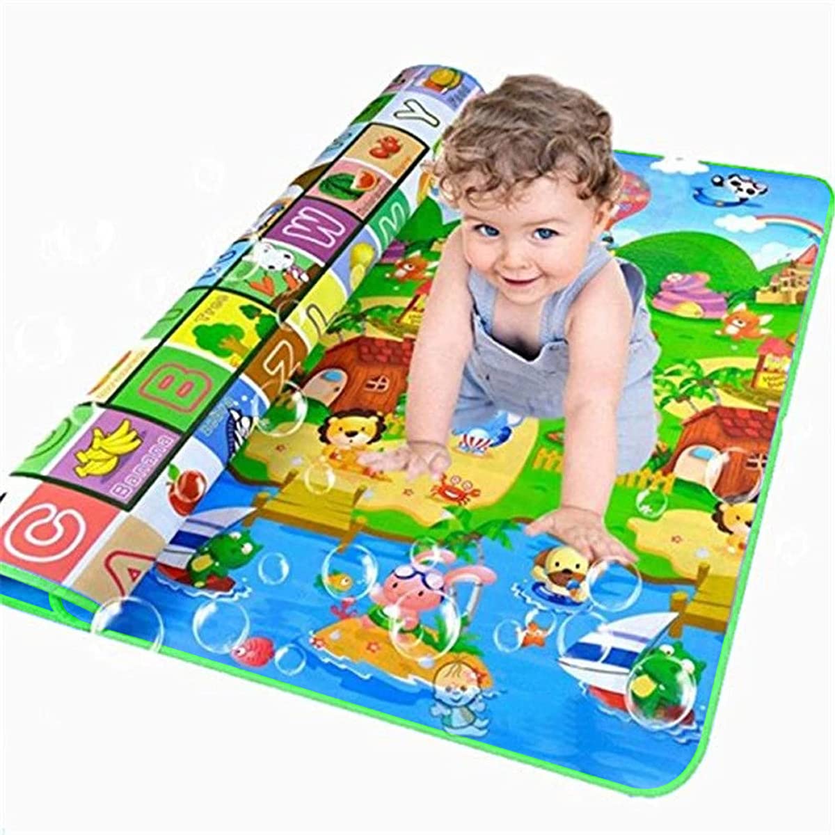 Baby Play Mat , Baby Crawling Play Mat Floor Play Mat Game Mat Baby Kid Toddler Play Crawl Mat Fruits Alphabets Pattern Reversible Carpet Playmat Foam Blanket Rug Infants Toddler Extra Large