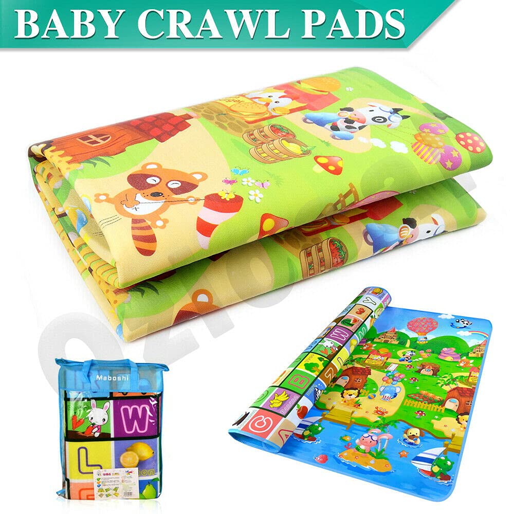 Baby Play Mat , Baby Crawling Play Mat Floor Play Mat Game Mat Baby Kid Toddler Play Crawl Mat Fruits Alphabets Pattern Reversible Carpet Playmat Foam Blanket Rug Infants Toddler Extra Large