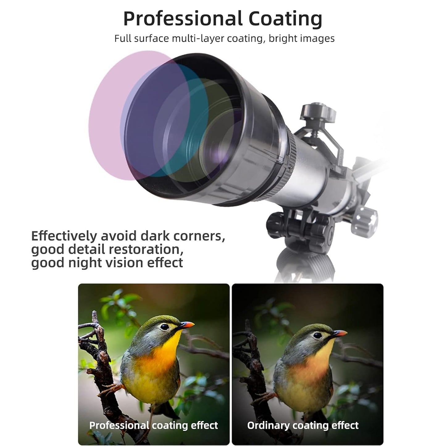 Telescopes for Kids Adults Beginners 50mm Alloy Aperture Astronomical Refractor Telescope 100mm Objective Lens 60x Magnification with Adjustable Tripod Finderscope Compass Birtay Gift for Girl
