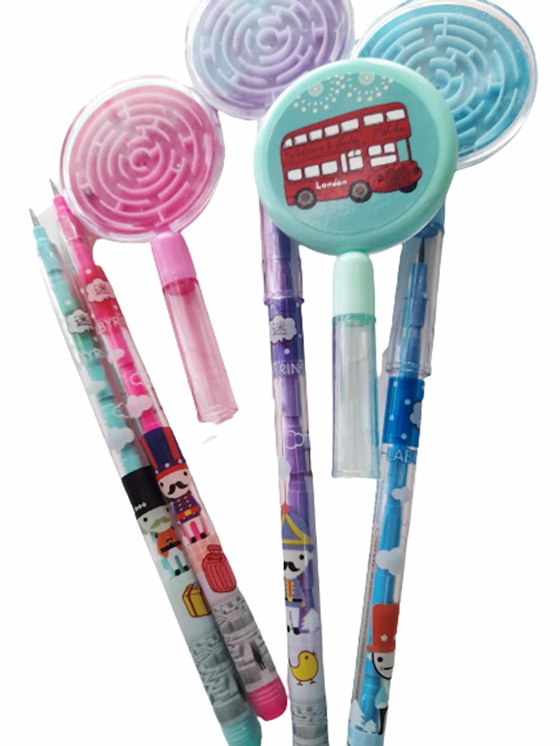 Non Sharpening Pin to Pen Fancy Pencils with Puzzle for School Kids(Set of 4)