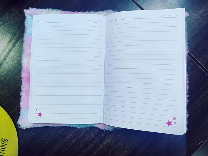 Unicorn A5 Soft Fur Fabric Diary/Personal Notebook - Pink - College/School