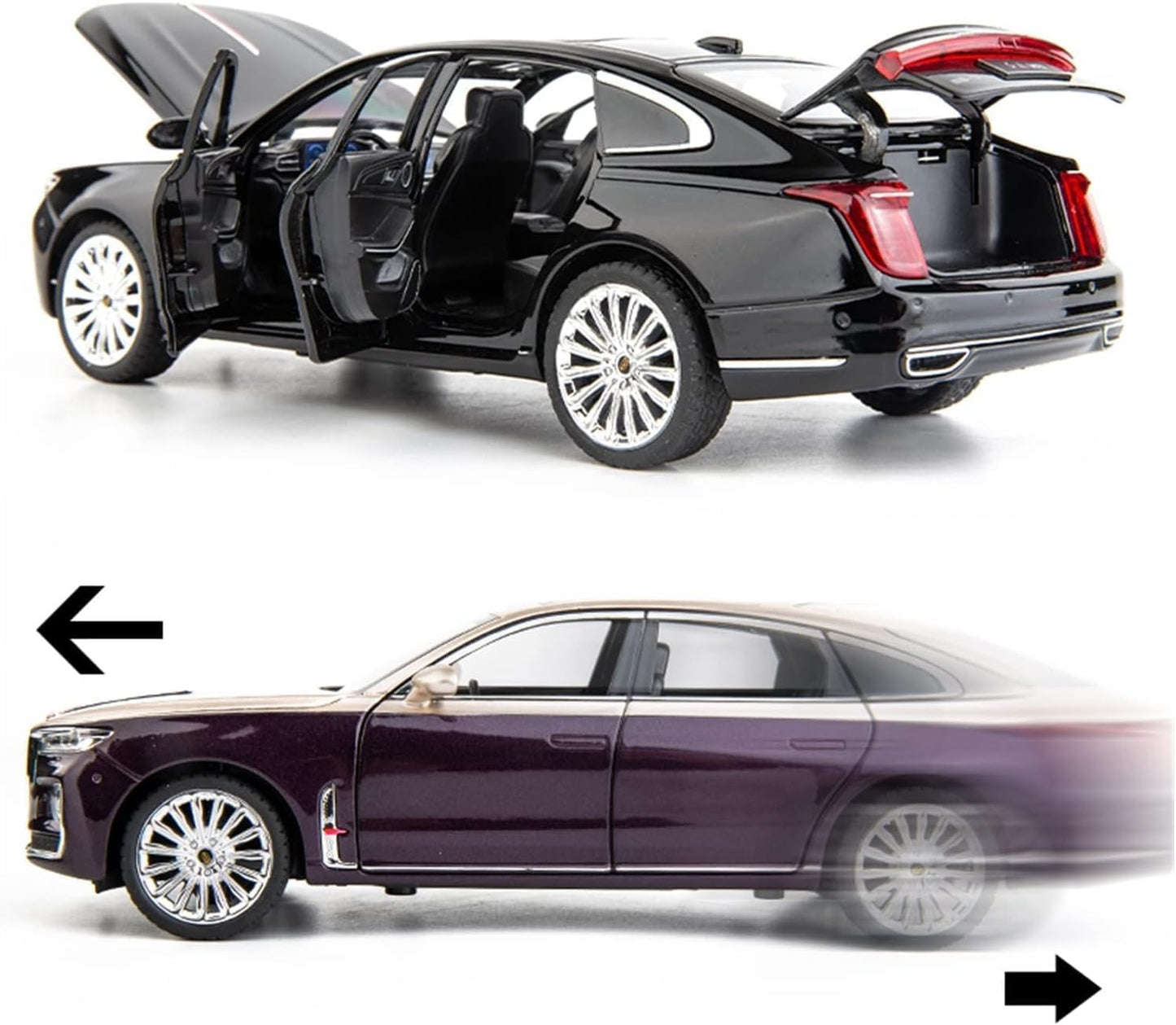 HONGQI RED Flag H9 1:24 Diecast Scale Model Metal Pull Back Toy car for Kids with Openable Doors & Light, Music Toy Vehicle for Kids - Colors as Per Stock(Design-62)