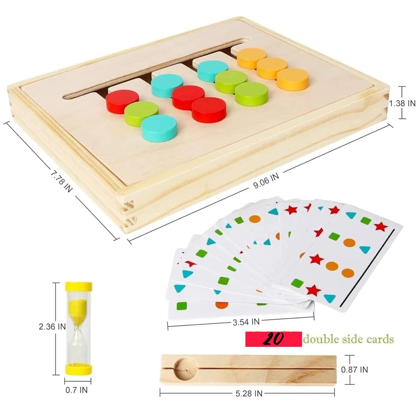 Montessori Slide Matching Puzzle Game Shape Shuffle for Kids 2-Sided Logic Game for Sorting 4+ Years (Box Brain Teaser)