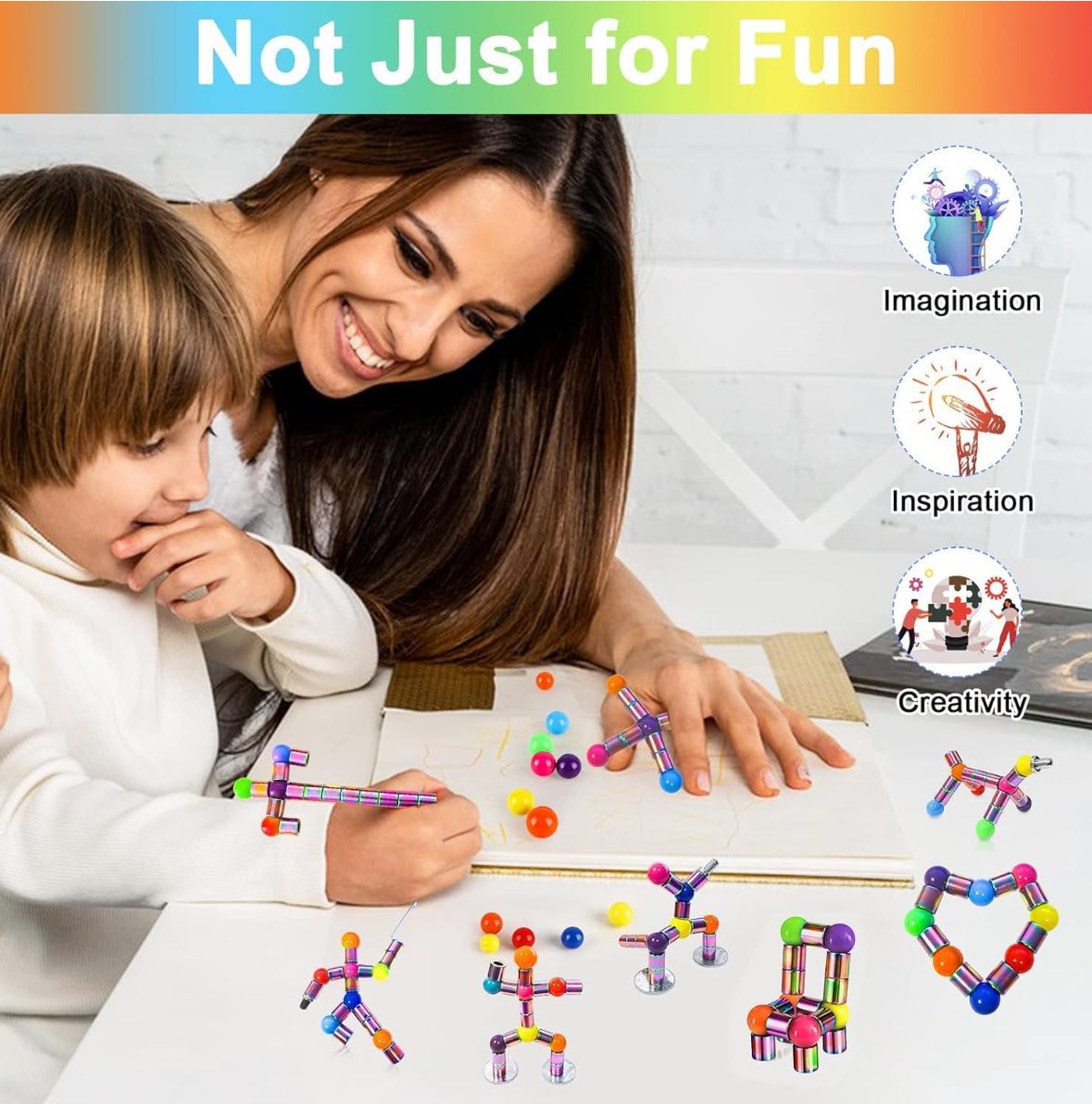 Toy Pen, Decompression Magnetic Metal Pen, Eliminate Pressure Fidget Gadgets, Multifunction Writing Magnet Ballpoint Pen, Modular Tools for Adult & Creative Toys for Kids(SILVER)