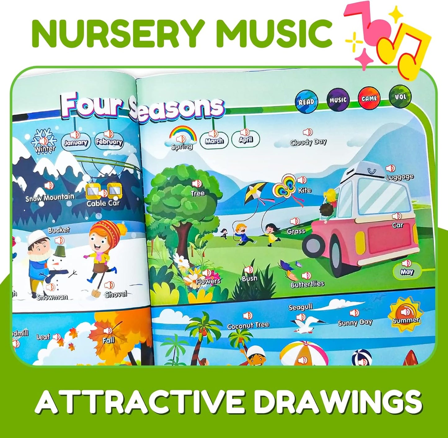Spot Hunt English Interactive Books, Speak and Say Learning Sound Book for Children, Talking Books for Kids 3-5, Electronic Books for Toddlers, See and Say Toys, Baby Electronic Learning Toy with Music