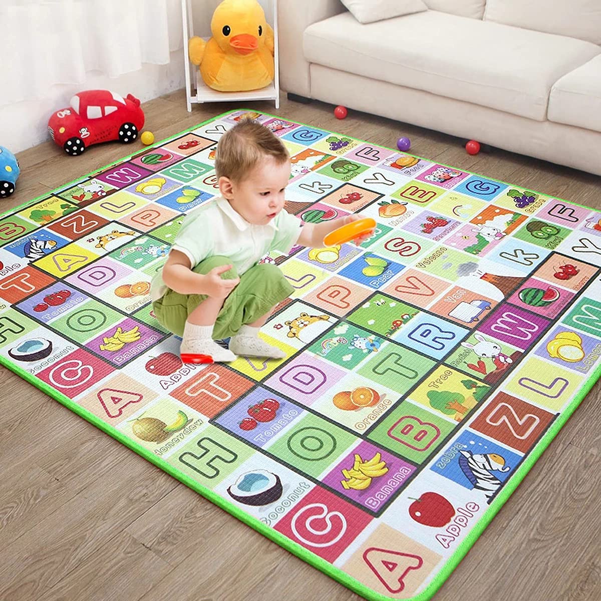 Baby Play Mat , Baby Crawling Play Mat Floor Play Mat Game Mat Baby Kid Toddler Play Crawl Mat Fruits Alphabets Pattern Reversible Carpet Playmat Foam Blanket Rug Infants Toddler Extra Large