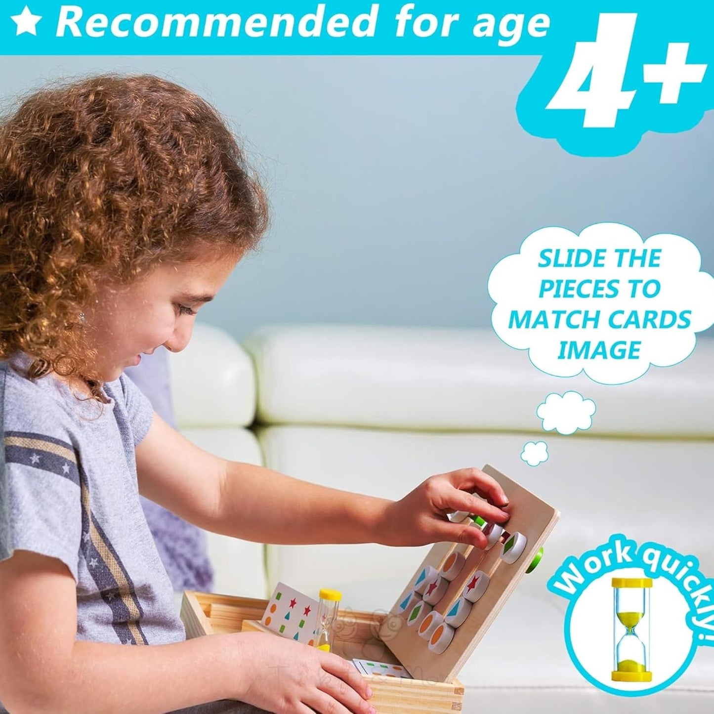 Montessori Slide Matching Puzzle Game Shape Shuffle for Kids 2-Sided Logic Game for Sorting 4+ Years (Box Brain Teaser)