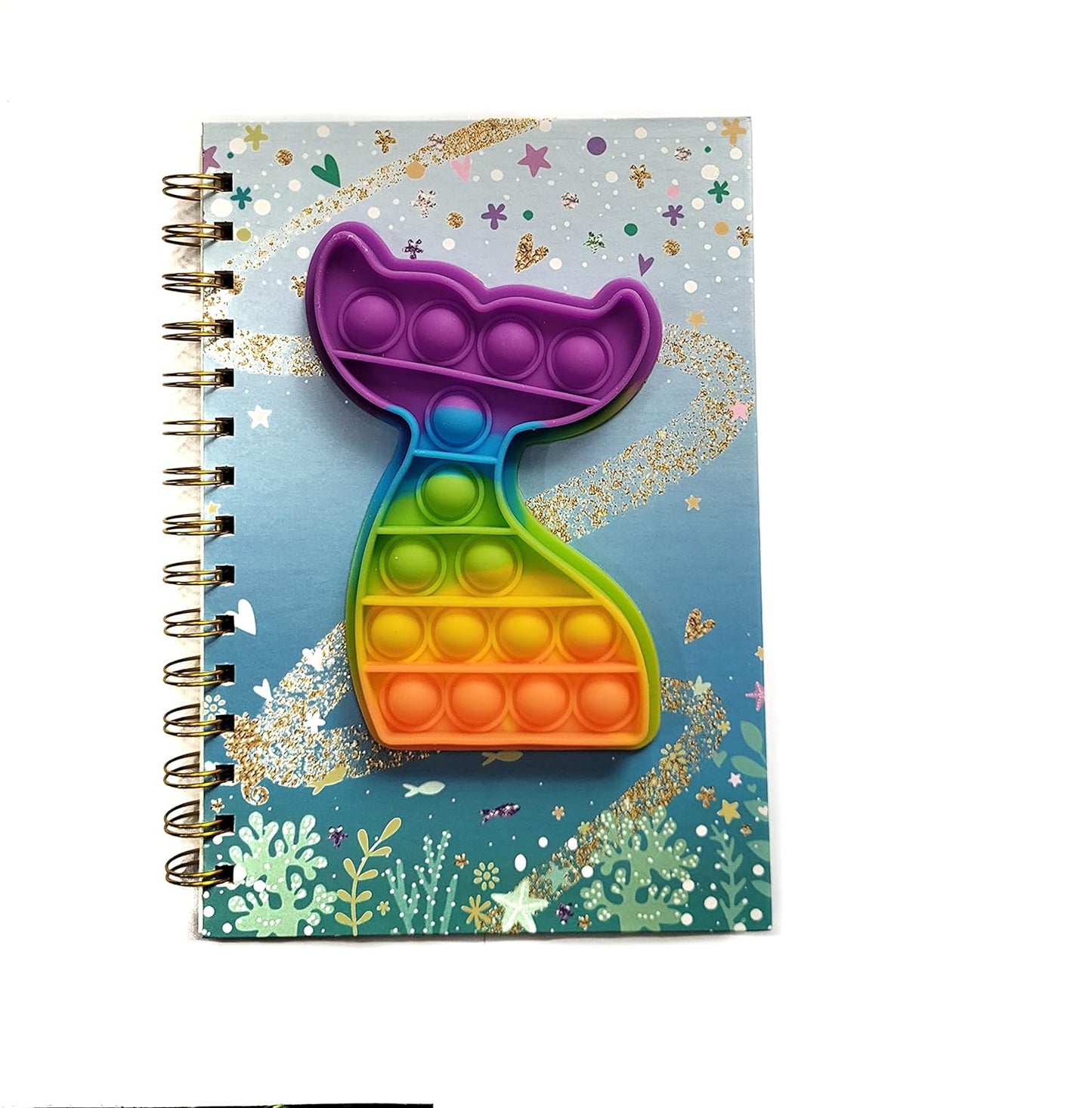 Spot Hunt Pop It Diary With Hard Cover Metal Wirebound A5 160 Pages Diary for Kids Playing and Learning (Fish Popit)