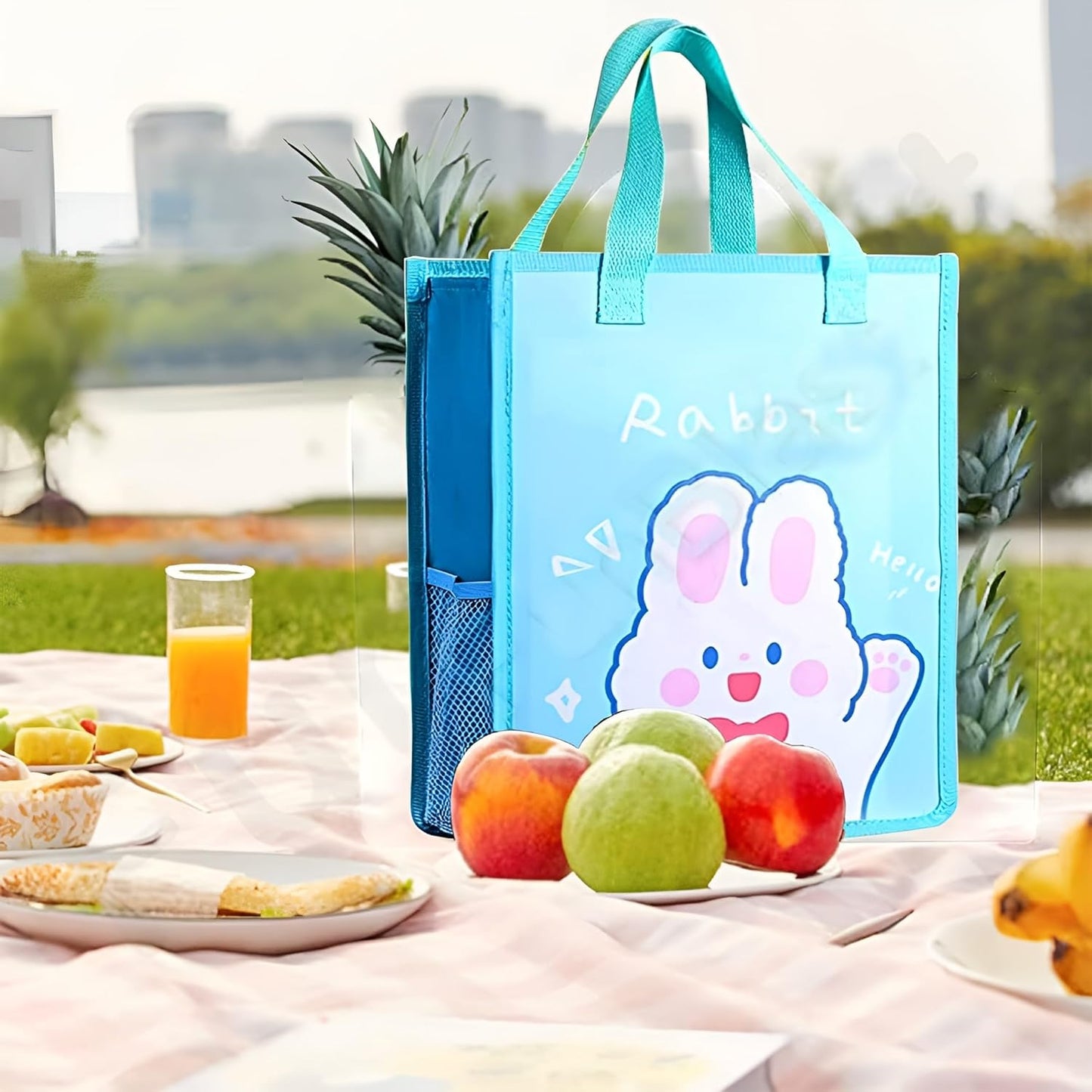 SPOT Hunt School File Folder Document Bag Student Canvas Tuition Bag for Boys & Girls Notebook Tote Bag Cute Cartoon Printed Folder Stationery for Kids - (Blue)