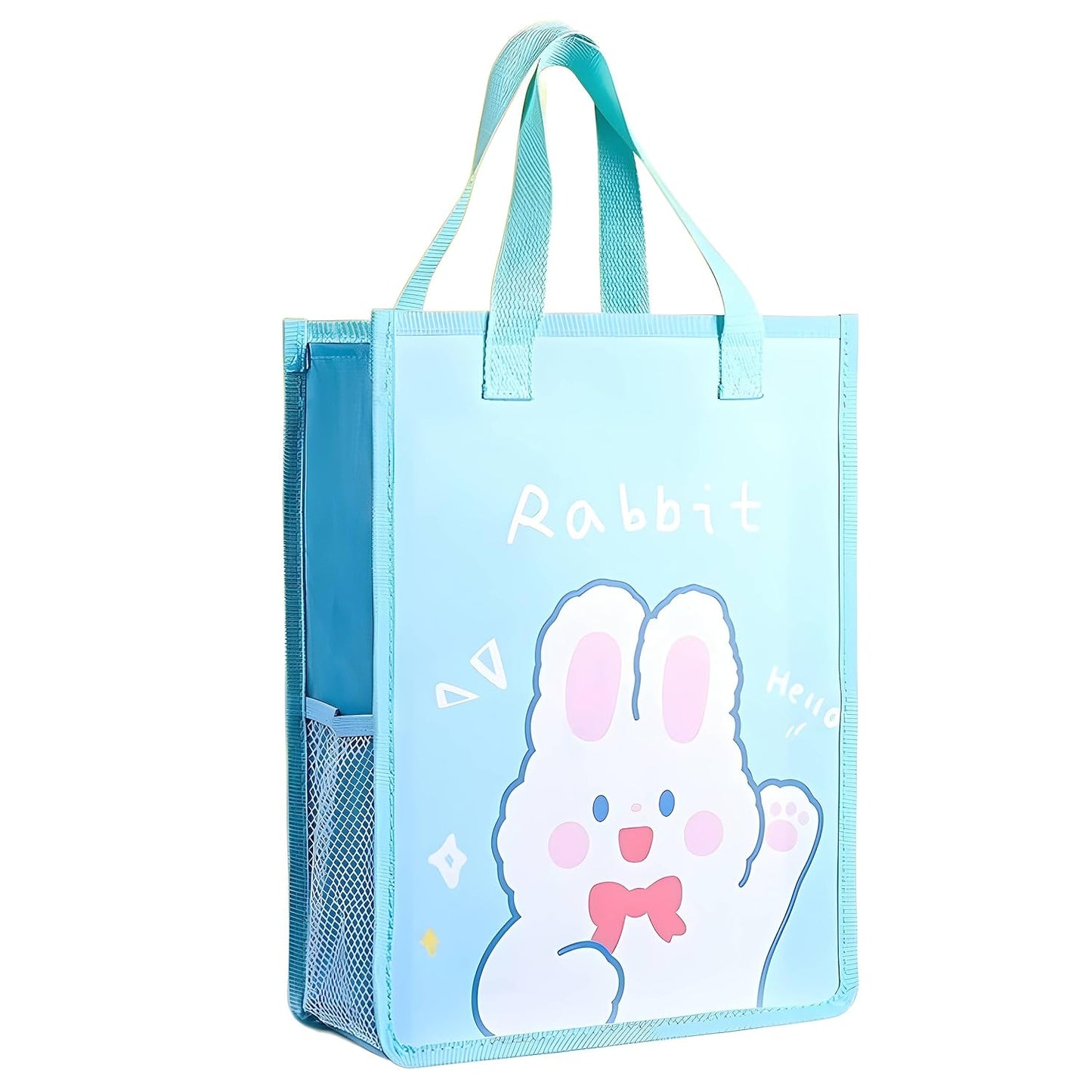 SPOT Hunt School File Folder Document Bag Student Canvas Tuition Bag for Boys & Girls Notebook Tote Bag Cute Cartoon Printed Folder Stationery for Kids - (Blue)