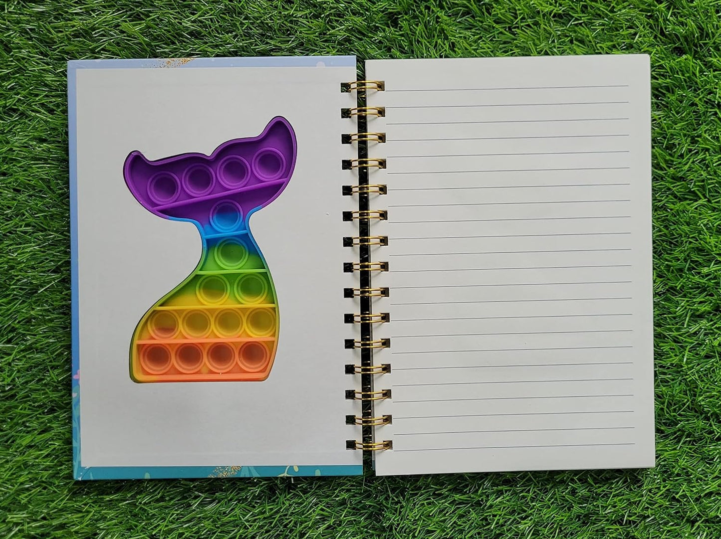 Spot Hunt Pop It Diary With Hard Cover Metal Wirebound A5 160 Pages Diary for Kids Playing and Learning (Fish Popit)
