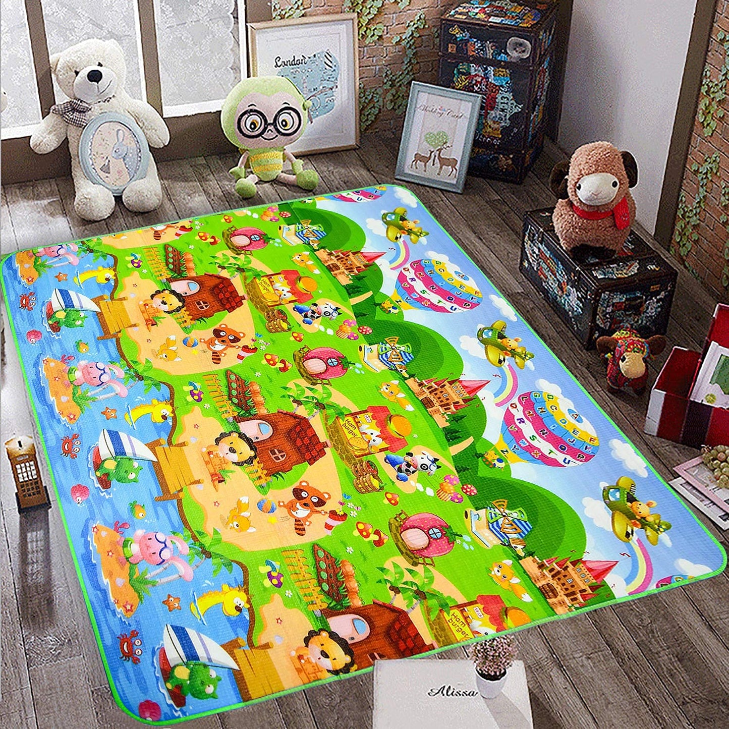 Baby Play Mat , Baby Crawling Play Mat Floor Play Mat Game Mat Baby Kid Toddler Play Crawl Mat Fruits Alphabets Pattern Reversible Carpet Playmat Foam Blanket Rug Infants Toddler Extra Large