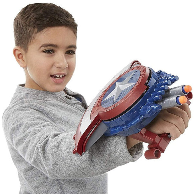 Marvel Avengers Captain America Darts Shooter Shield Launcher Manual Reload Toys For Boys - Blue