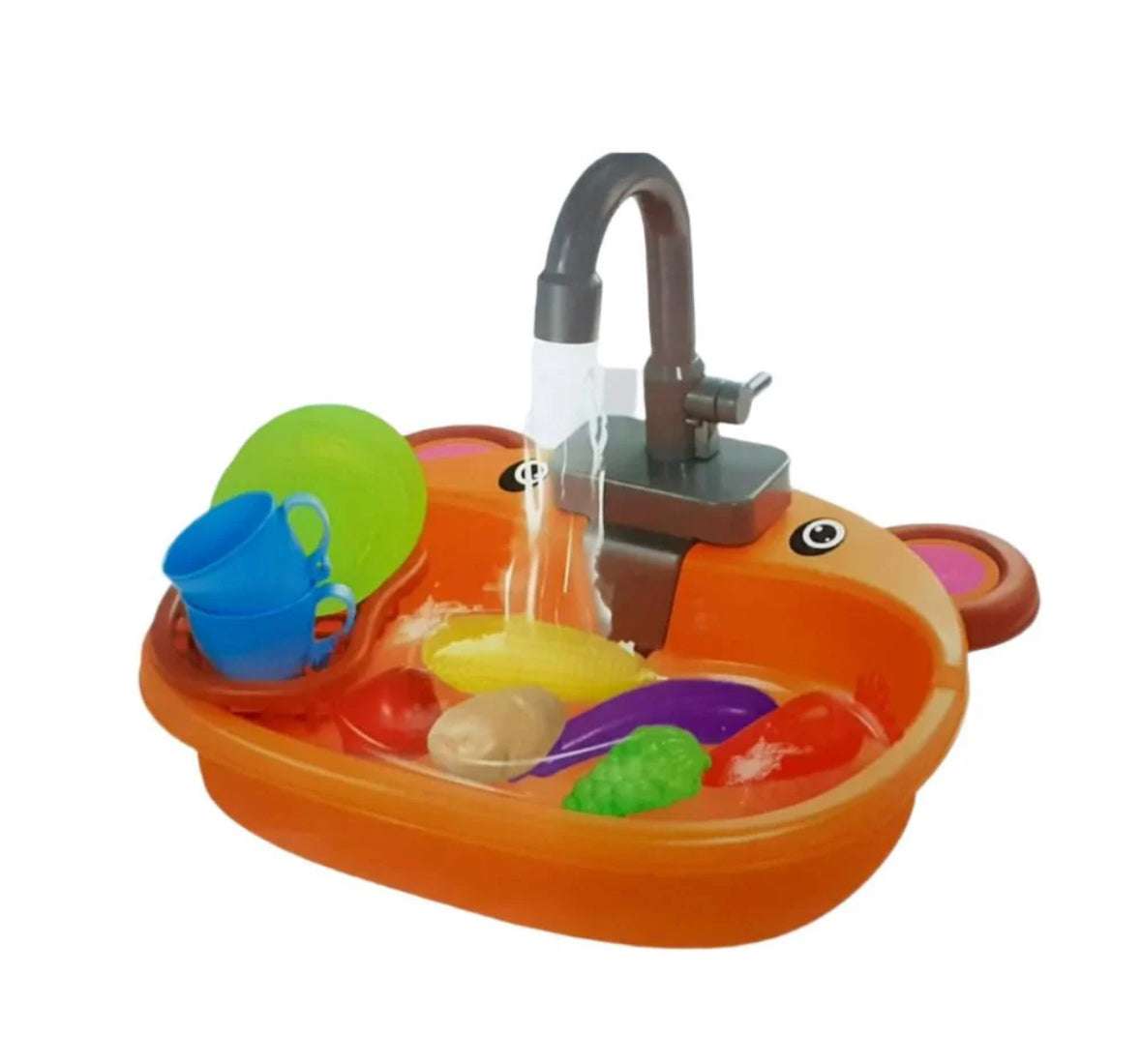 SPOT HUNT Kitchen Toy Sink Electronic Dishwasher Pretend Role Play Kitchen Toys Set with Working Faucet and Dishes Playset for Girls