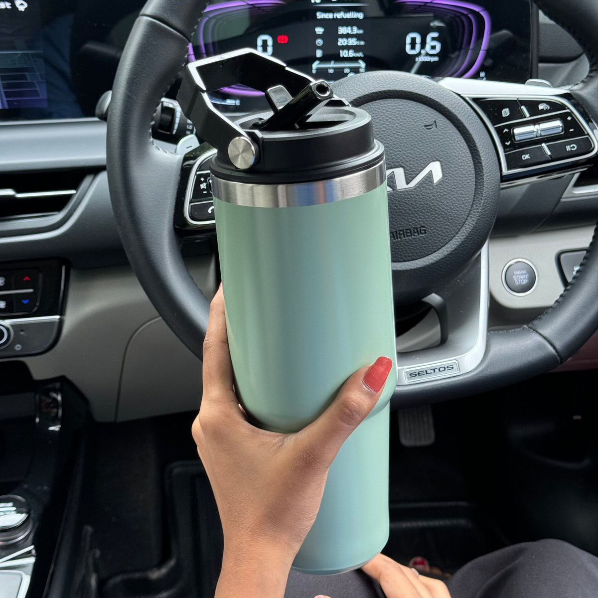 Spot Hunt Stainless Steel Vacuum Tumbler with Handle, 2-in-1 Lid, Straw, Insulated Hot Cold Water Bottle, Leak Proof