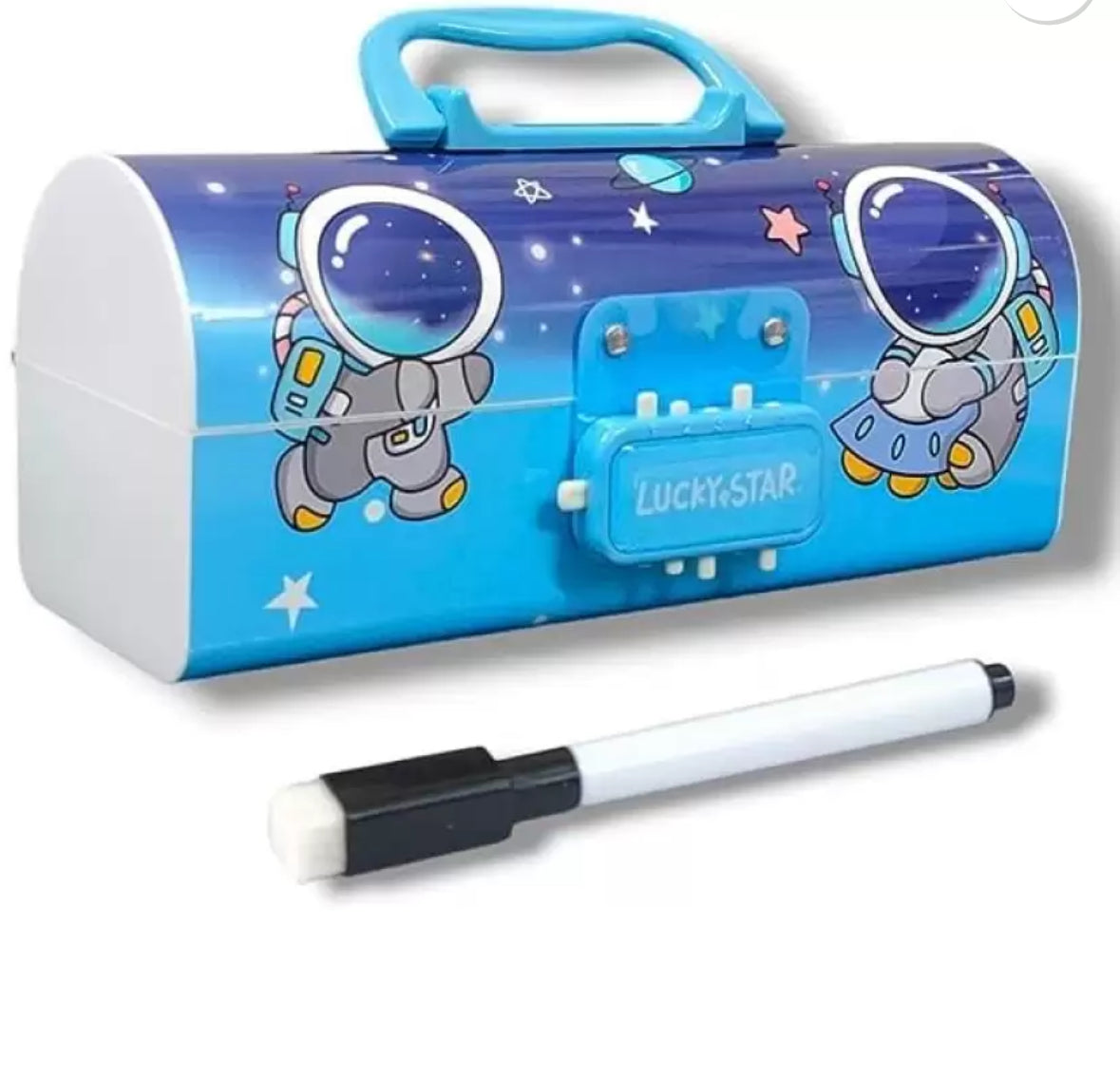 Password pencil box- Dream It Possible Universe Double Layer Stationery BOX Organizer Art Plastic Pencil Box