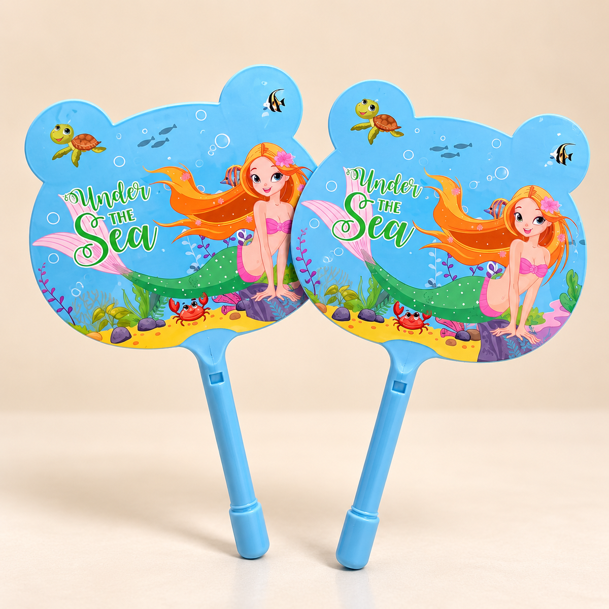 set of 6 Under the Sea Mermaid Hand Fan š§āāļø | Cute Cartoon Paddle Fan for Kids
