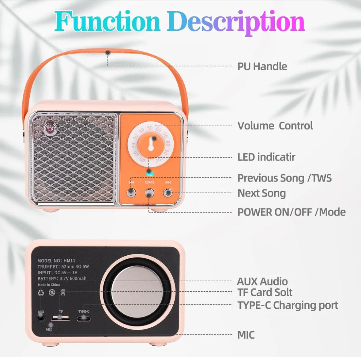 PORTABLE WIRELESS BLUETOOTH SPEAKER