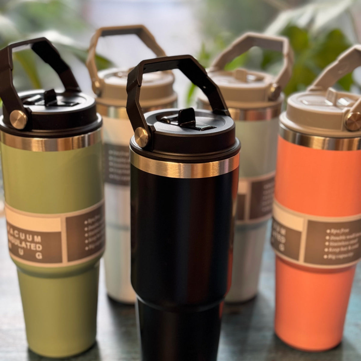 Spot Hunt Stainless Steel Vacuum Tumbler with Handle, 2-in-1 Lid, Straw, Insulated Hot Cold Water Bottle, Leak Proof