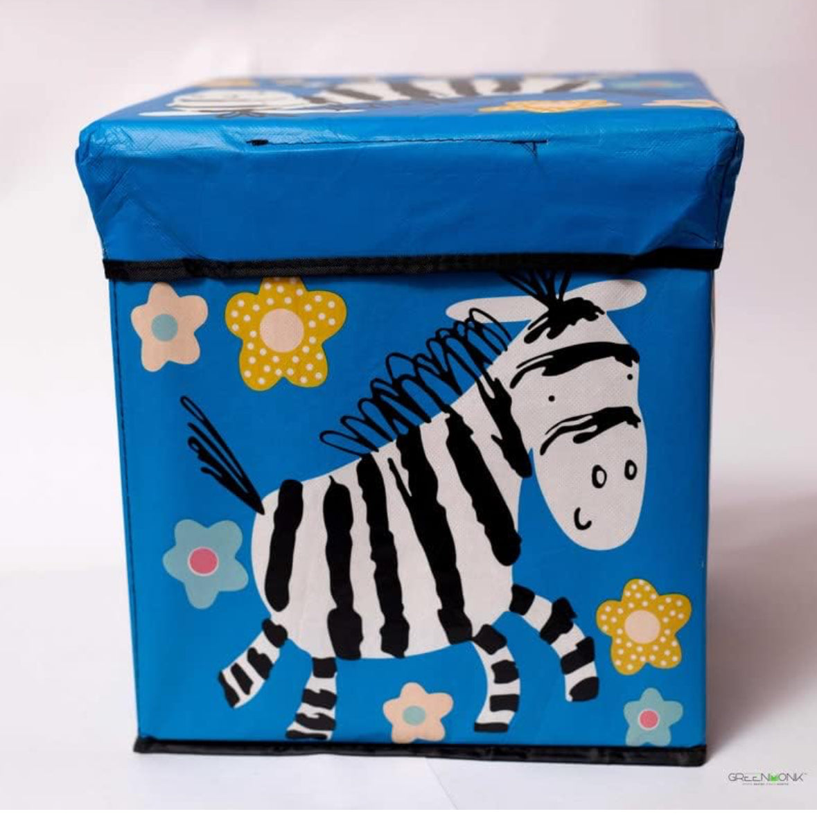 Giraffe print folding storage organiser and stool for kids