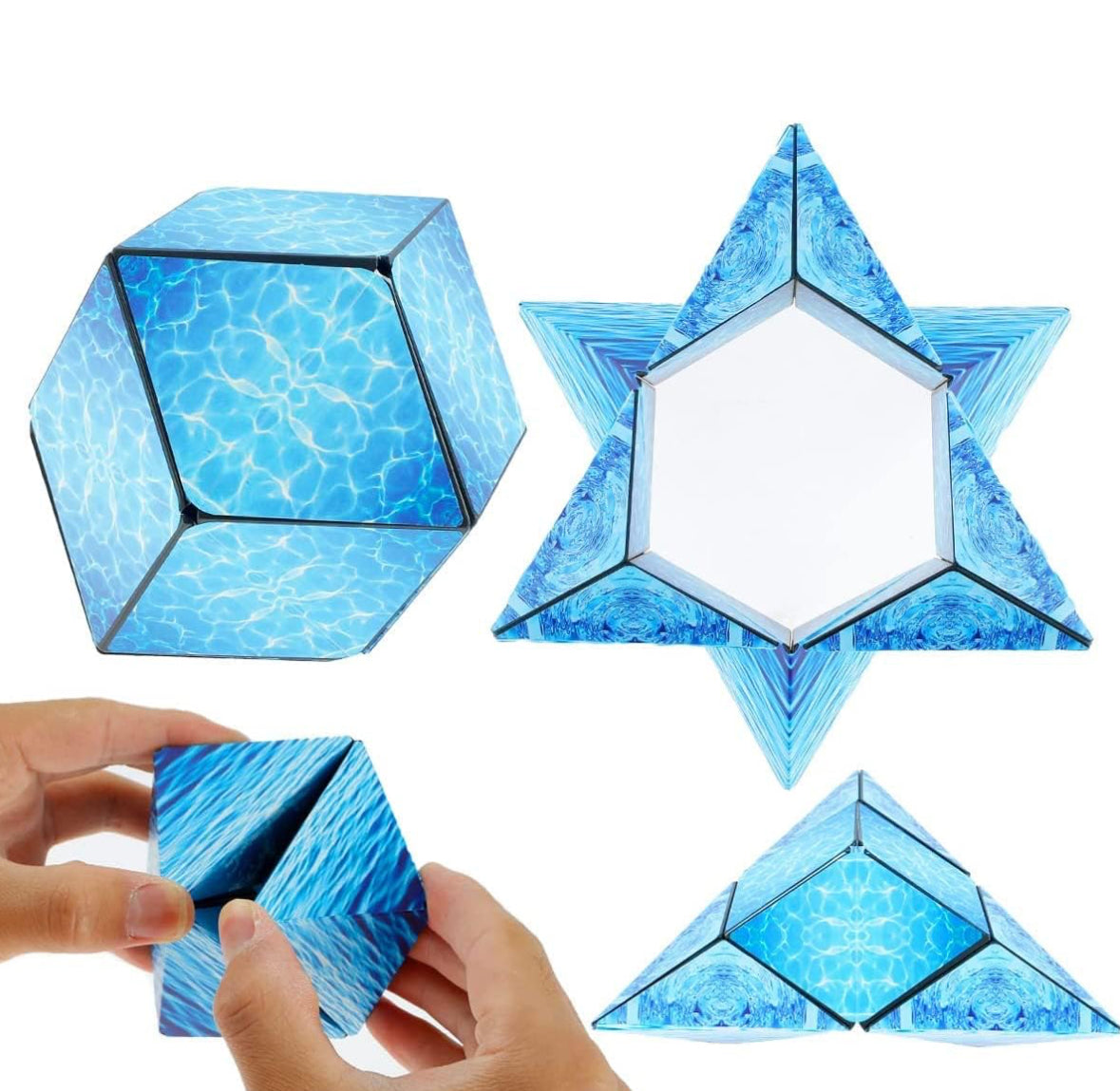 Spot Hunt Magic Cube The Shape Shifting Box Magnetic Puzzle Box STEM/STEAM 3D Magnetic Magic Cube Box Fidget Toy Transforms Into Over 70 Shapes Anti-Stress Puzzles,Brain-Teaser Magnet Toy (Blue Planet)