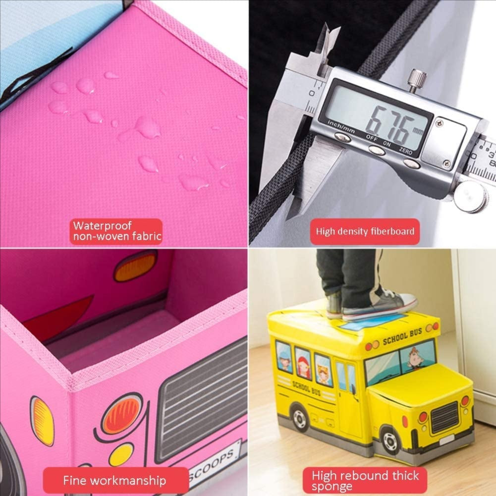 Bus Shaped Foldable Storage and Toy Box/Stool