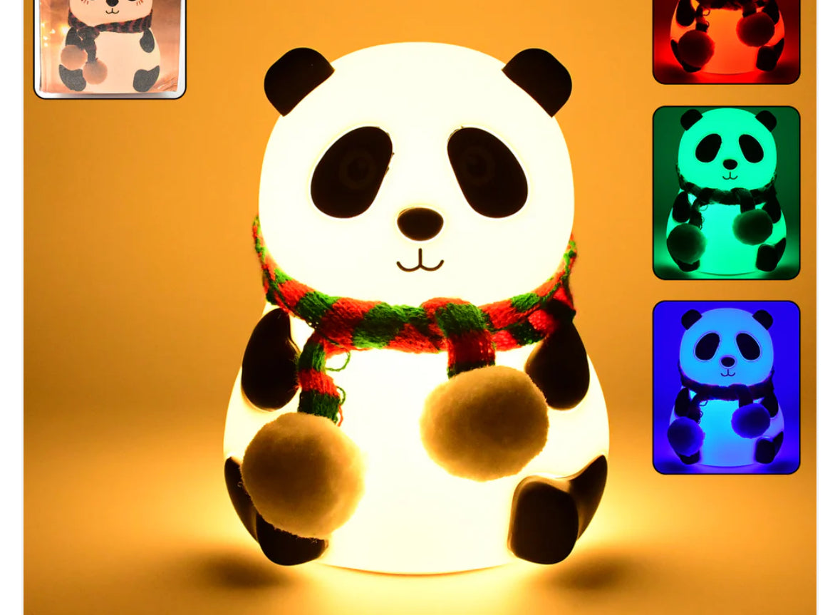 Spot Hunt Panda Night Light - Soft Silicone Color-Changing LED Touch Lamp with Timer for Bedroom & Office