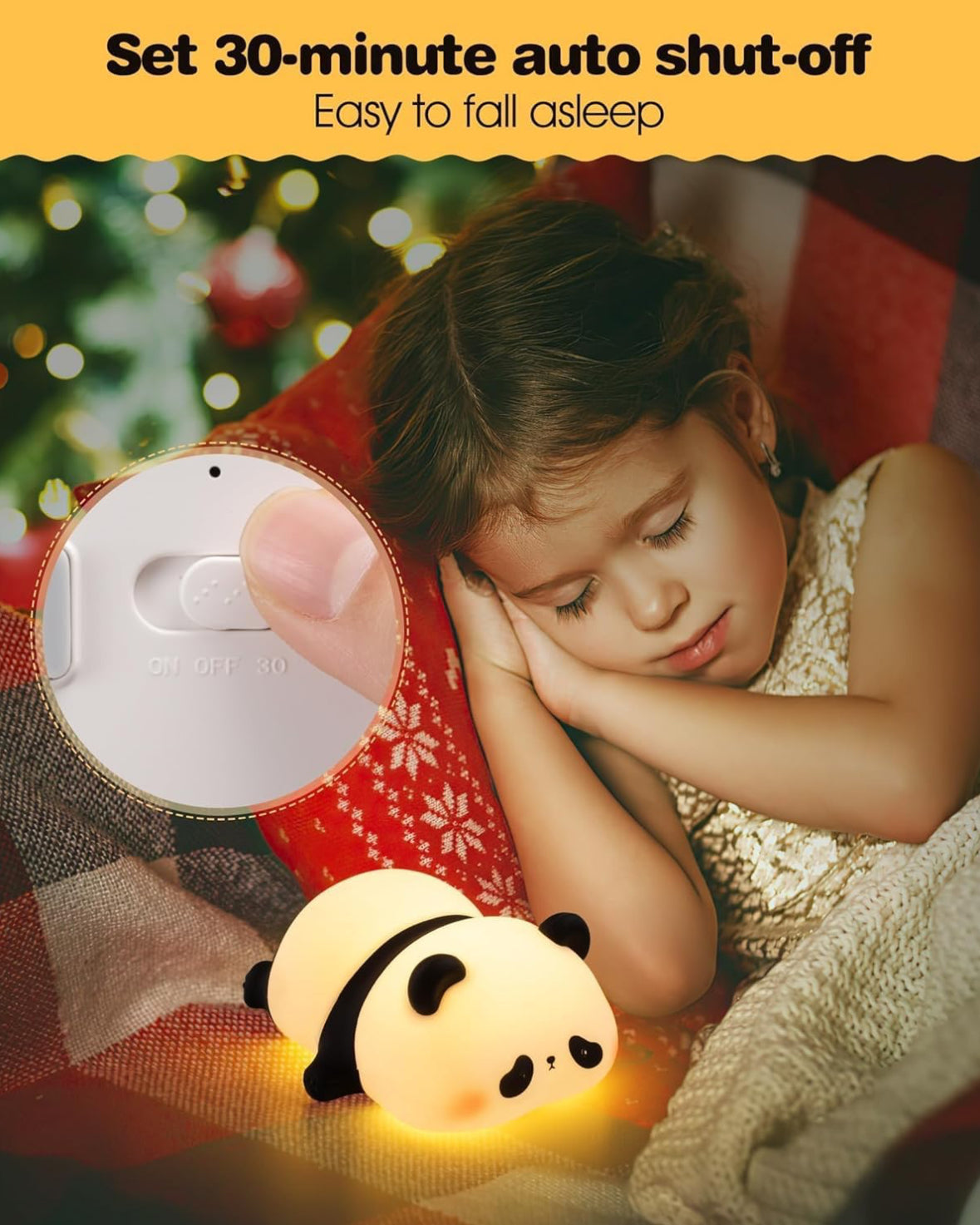 Spot Hunt Panda Night Light - Soft Silicone Color-Changing LED Touch Lamp with Timer for Bedroom & Office