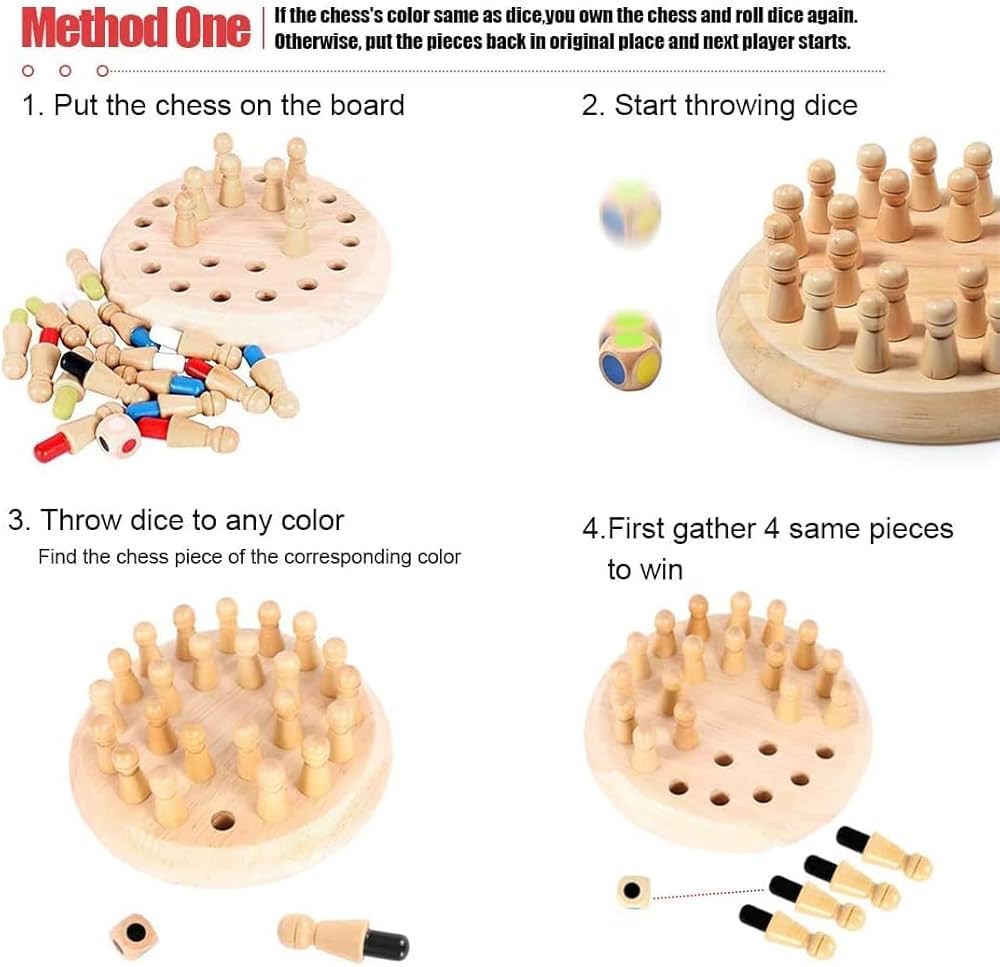 Wooden Memory Chess Color Matching Game Multi Player Family Board Games for Kids