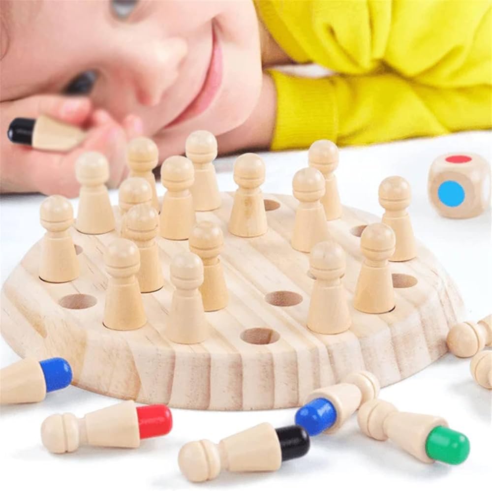 Wooden Memory Chess Color Matching Game Multi Player Family Board Games for Kids
