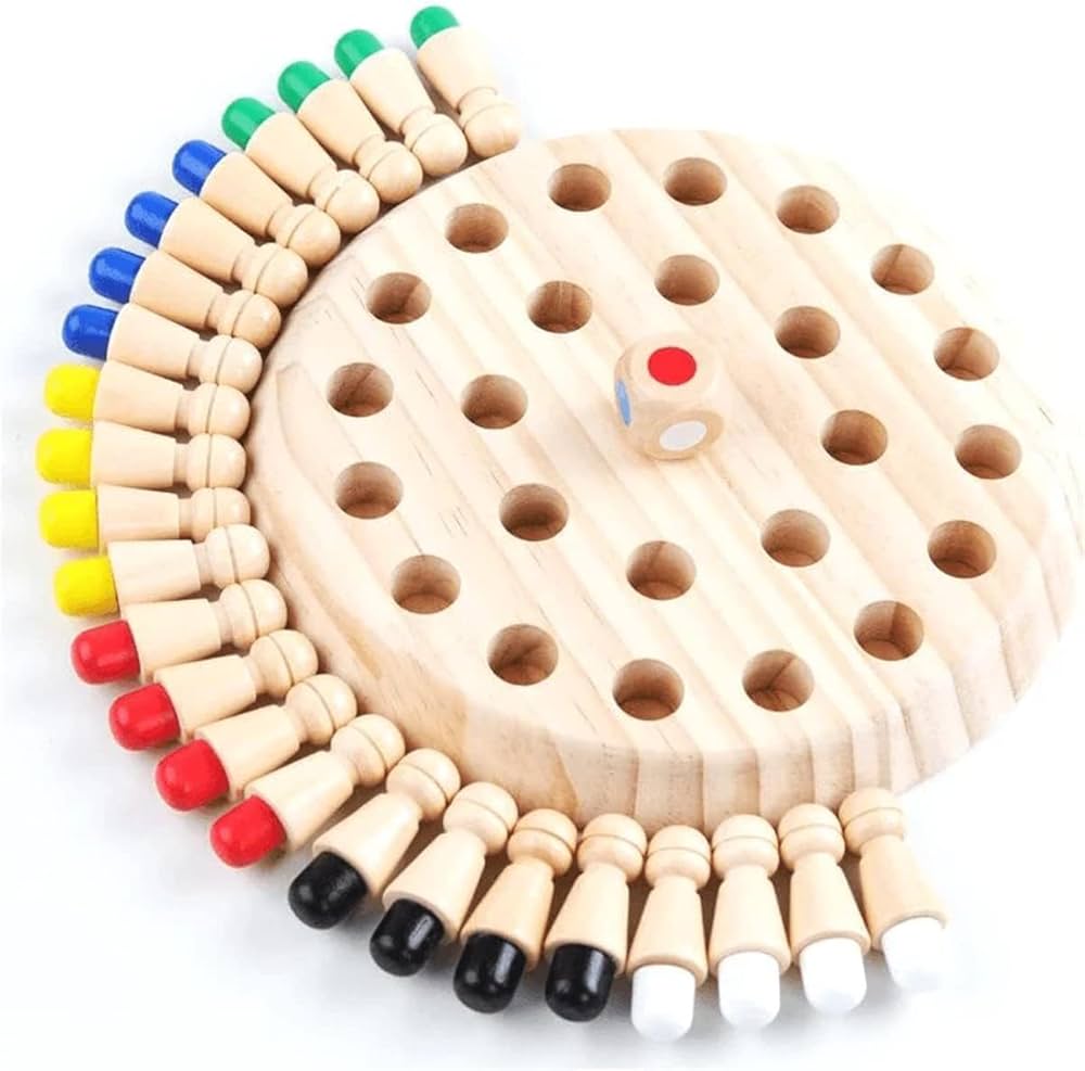Wooden Memory Chess Color Matching Game Multi Player Family Board Games for Kids
