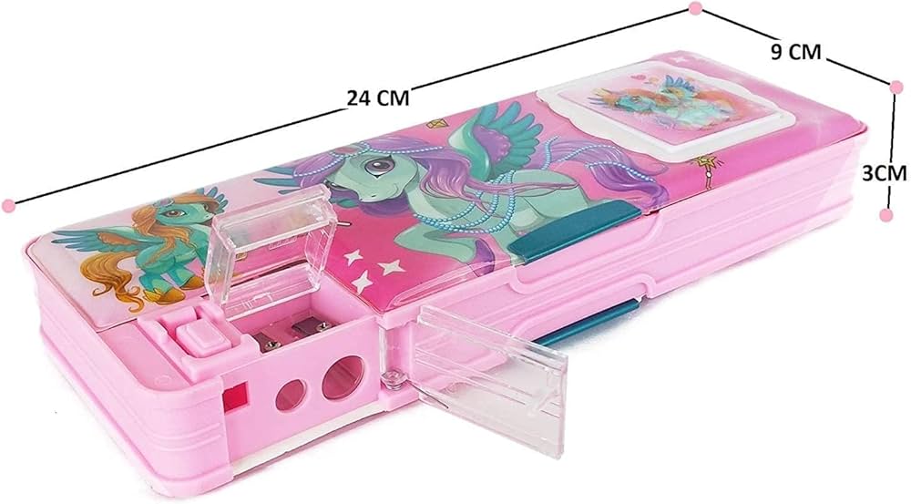 Spot hunt Multipurpose Mix Design Pencil box with Calculator and Dual Sharpener for School Kids