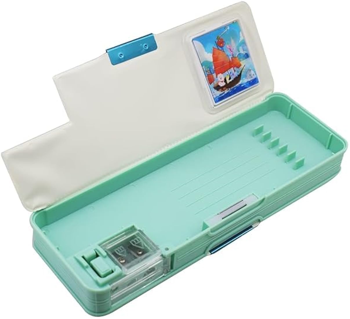 Spot hunt Multipurpose Mix Design Pencil box with Calculator and Dual Sharpener for School Kids