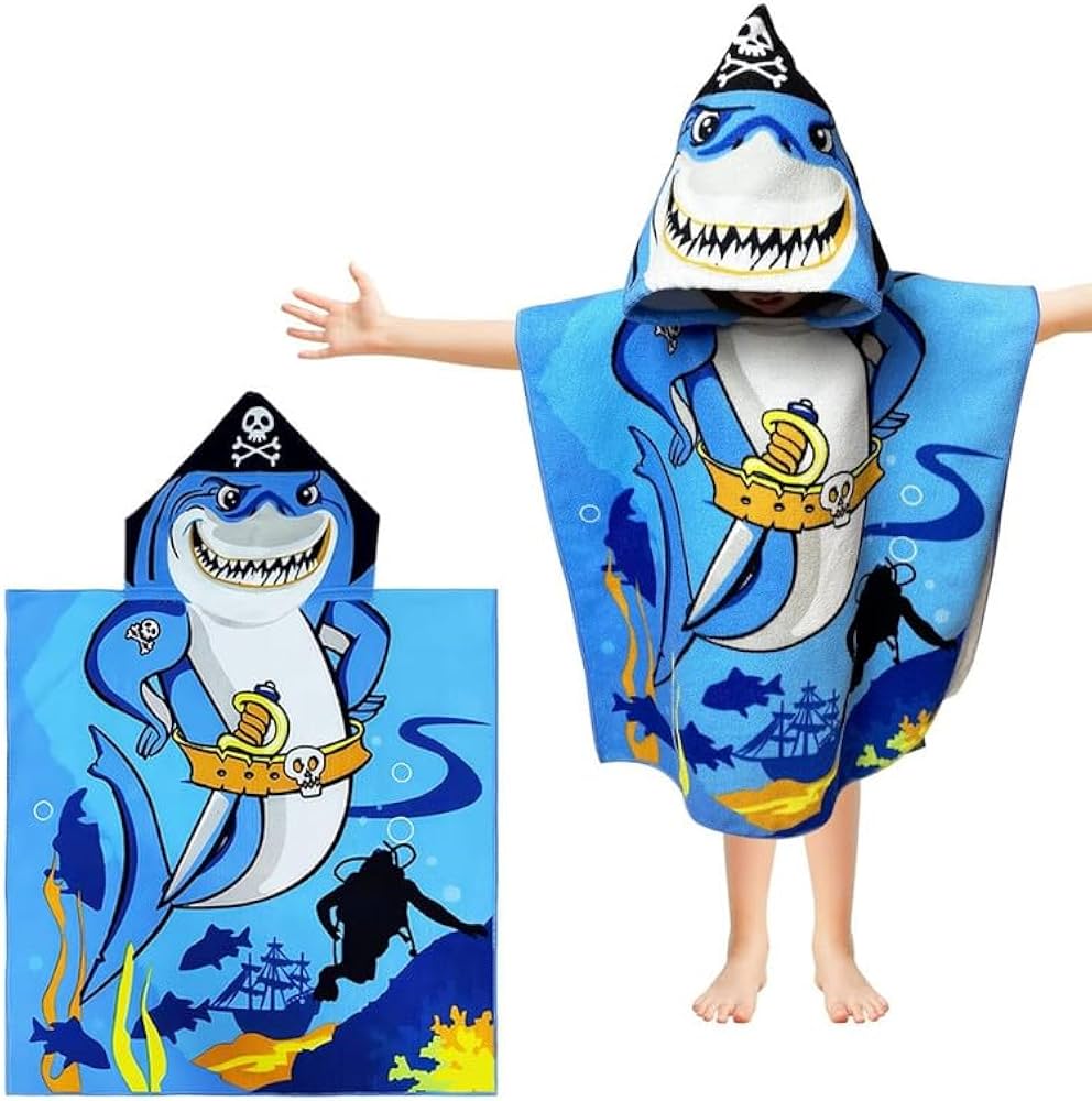 Spot hunt Hooded Poncho Bath Towels for Kids. Soft Absorbing Cartoon Printed Towels