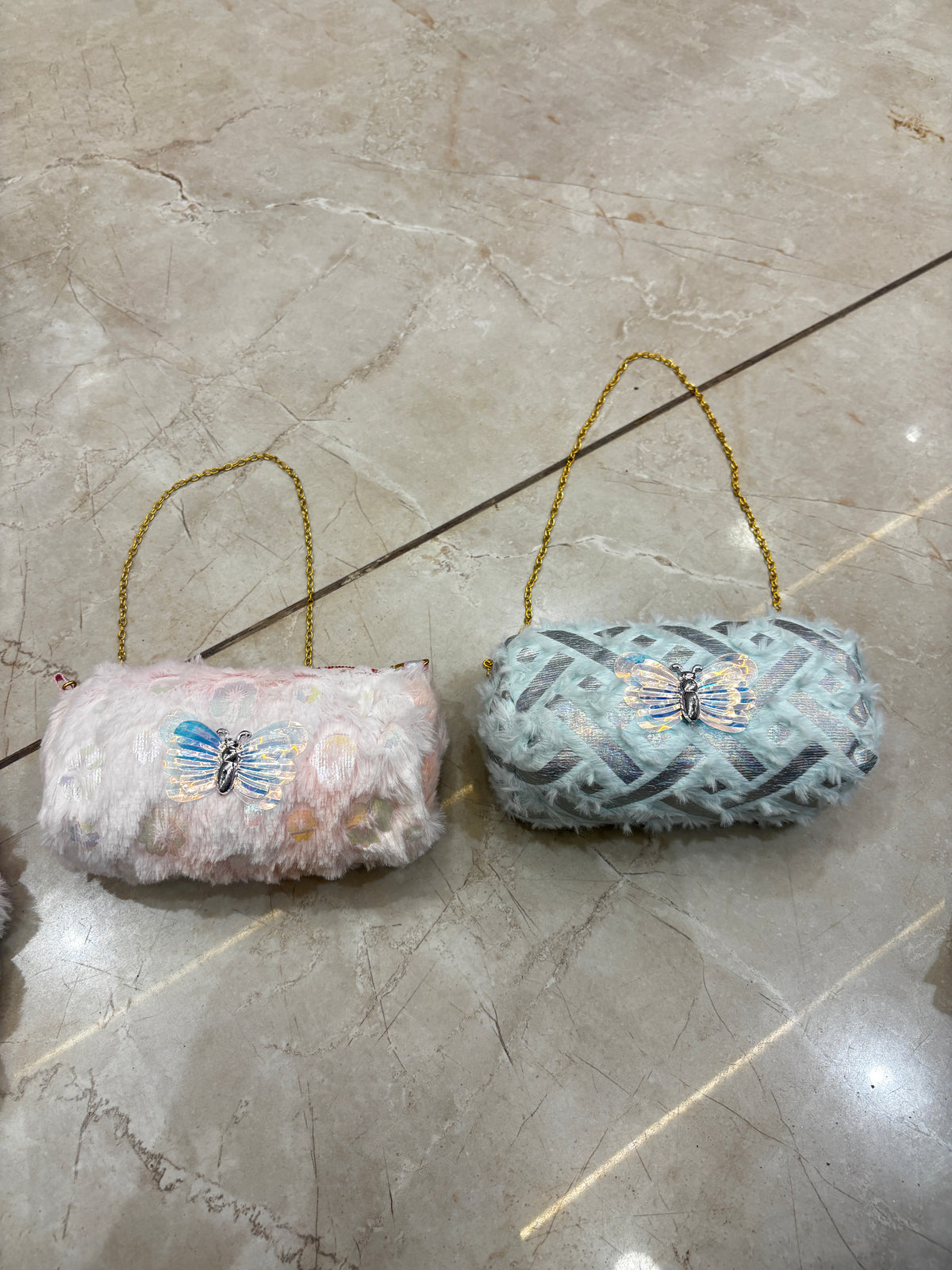 Set of 3 Cute Butterfly Fluffy Sling Bag for Girls š | Soft Plush Mini Shoulder Purse
