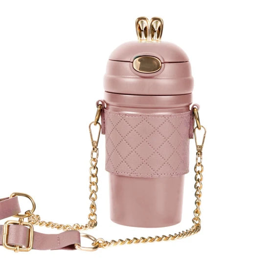 Stainless Steel Insulated Water Bottle Bouncing Straw Cup Can Crossbody Children′s Cup Portable Water Cup