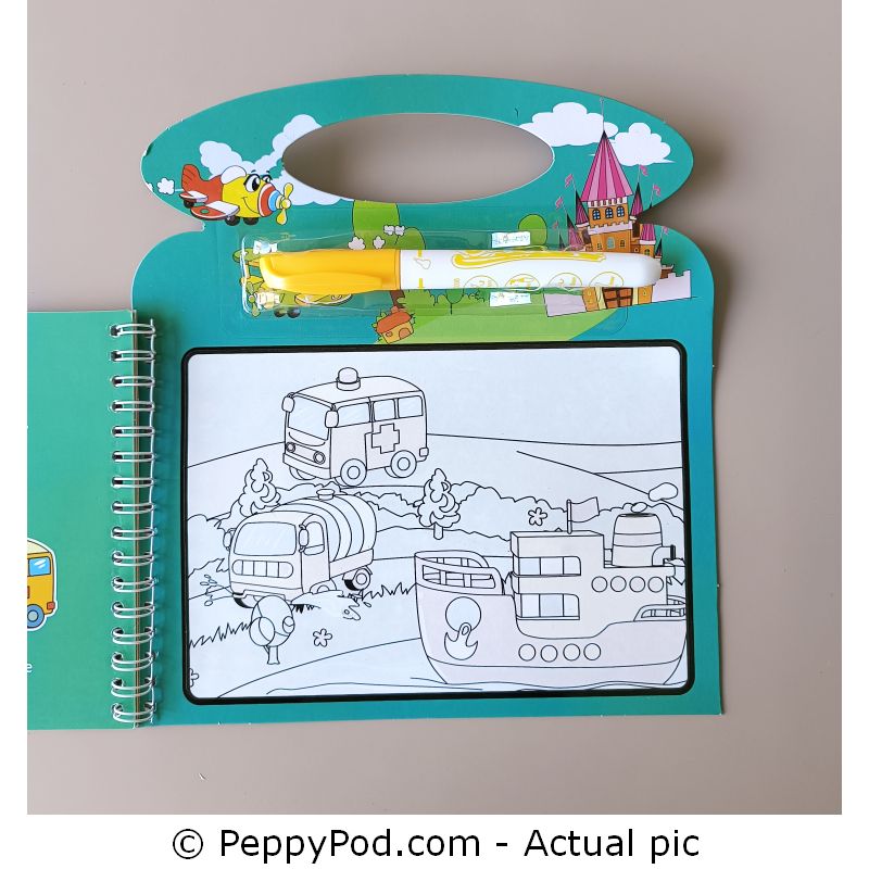 Vehicles Magic Water Book – Doodling and Coloring Fun