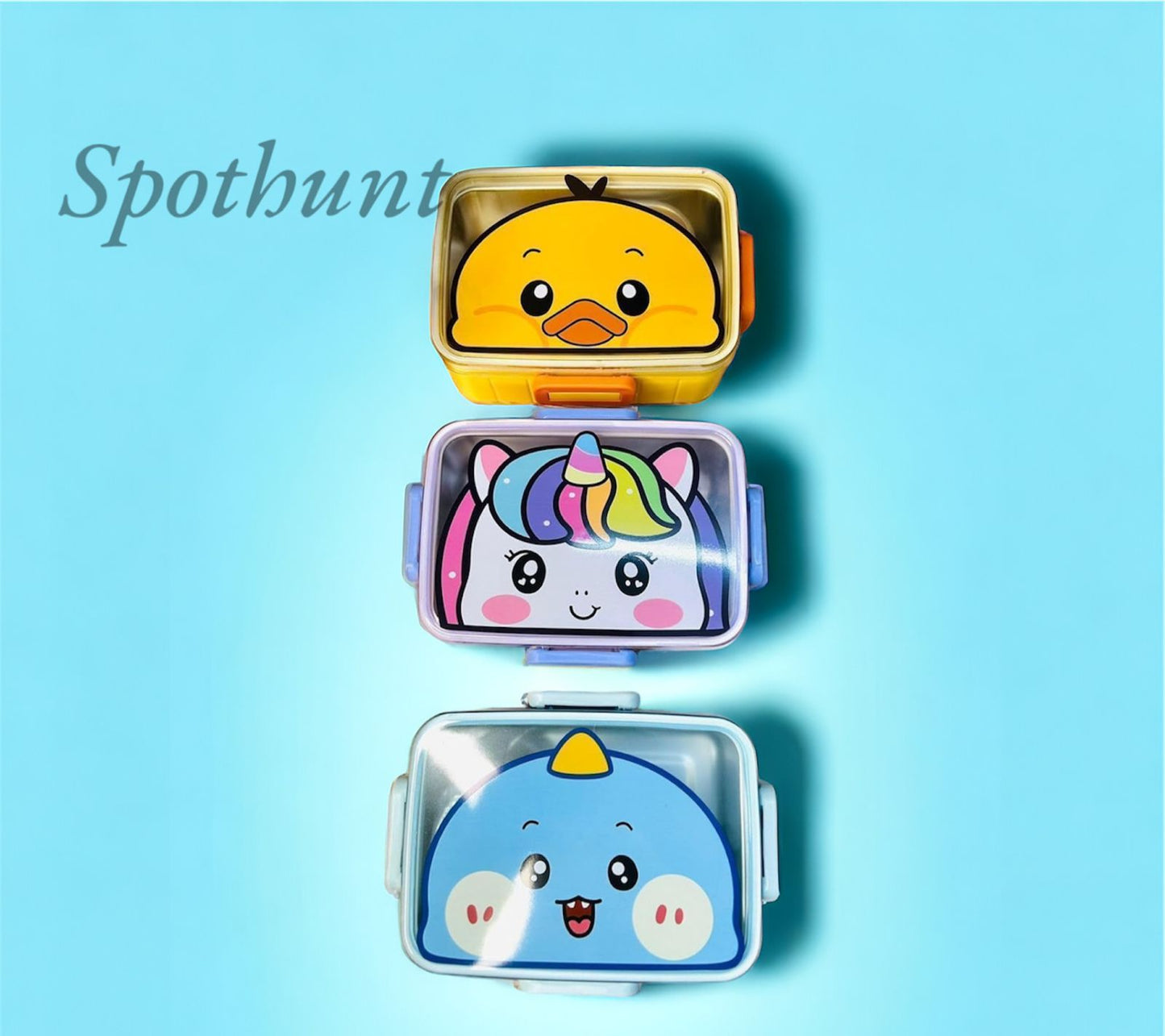 SPOTHUNT 2 Compartment Leak Proof Insulated Stainless Steel Insulated Lunch/Tiffin Boxes with Removable Inner Plate for Women Men Office, Tiffin Box, Lunch Box (Blue)