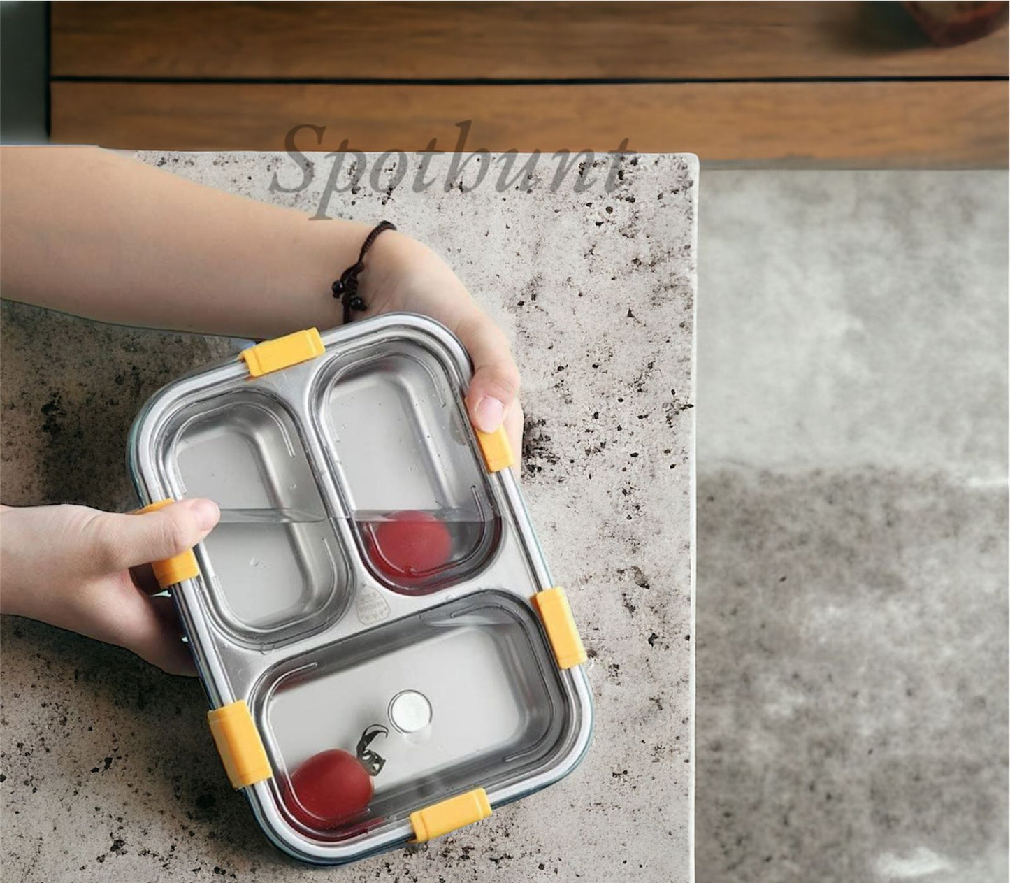 Spothunt Lunch Box for Kids – 3 Compartment Insulated Lunch Box Stainless Steel Tiffin Box for Boys, Girls, School & Office Men 750 ml