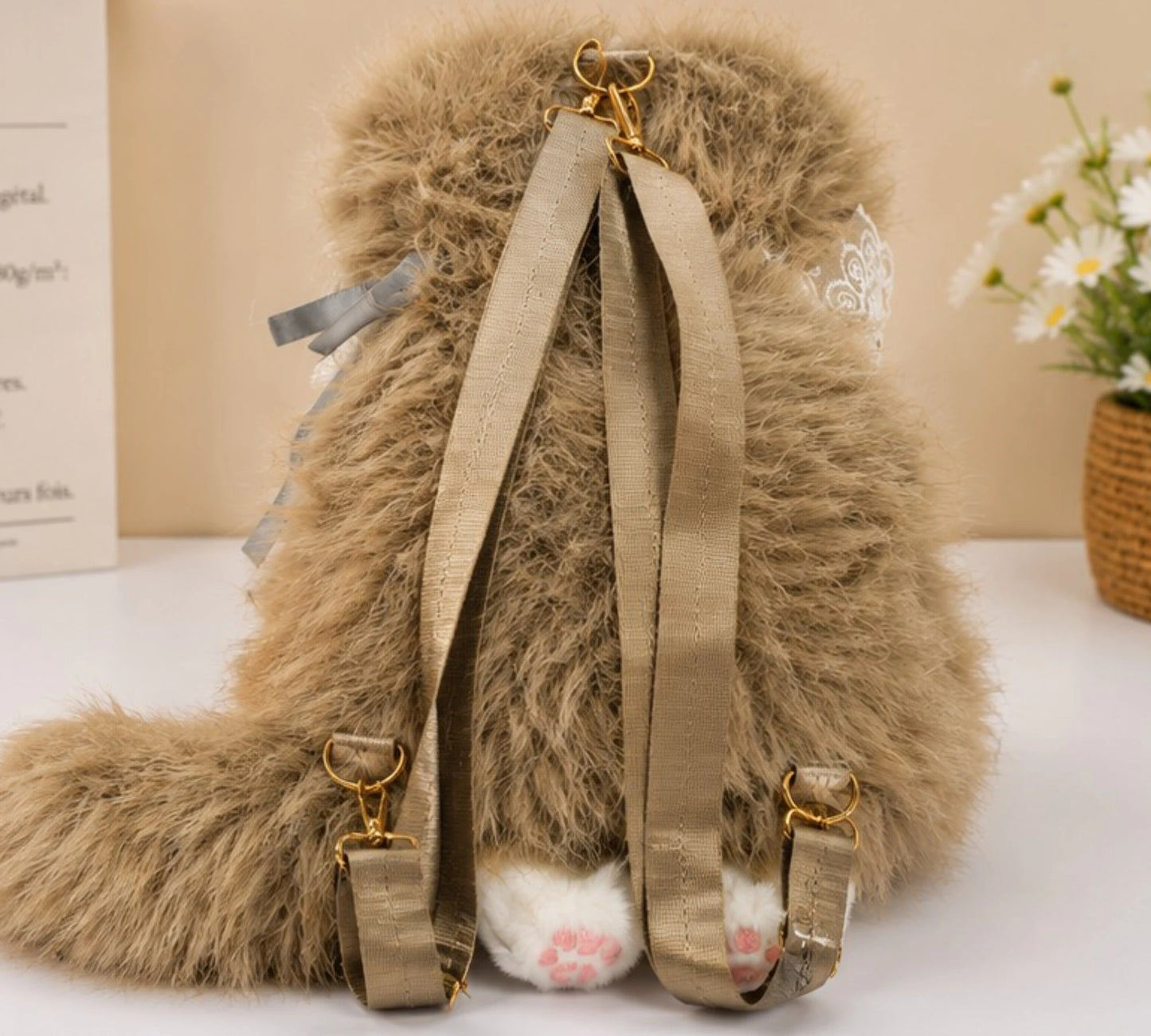 Cute Plush Cat Shoulder Bag for Girls | Soft Crossbody Handbag