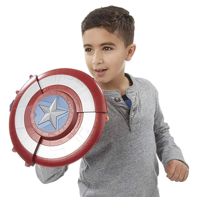 Marvel Avengers Captain America Darts Shooter Shield Launcher Manual Reload Toys For Boys - Blue